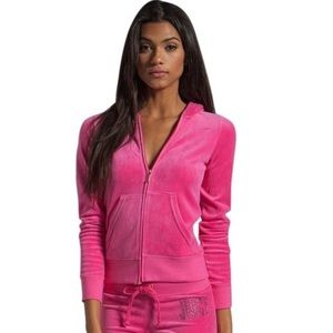 Y2k Juicy Couture Pink Zip Up Velour Sweatshirt Hoodie M
